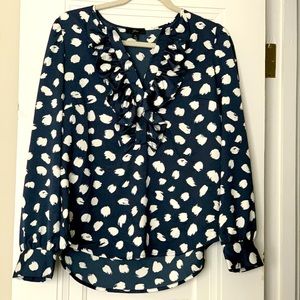 J Crew Navy and white blouse